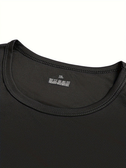 Set of 4 Men'S Lightweight Polyester T-Shirts - Casual Round Neck, Short Sleeves for Outdoor Activities And Summer Use, Short-Sleeved, Appropriate