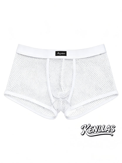 3pcs Men's Mesh Boxer Shorts with Inner Pouch Lightweight Casual Party & Beach Shorts, Breathable Activewear underwear boxer shorts