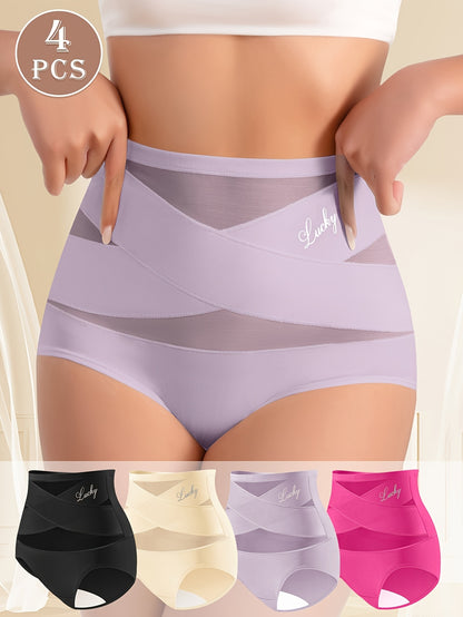 4pcs High-Waisted Seamless Shaping Girdle Pants | Postpartum Belly Reduction, Butt Lifting, Plus Size Body-Shaping Underwear for Women