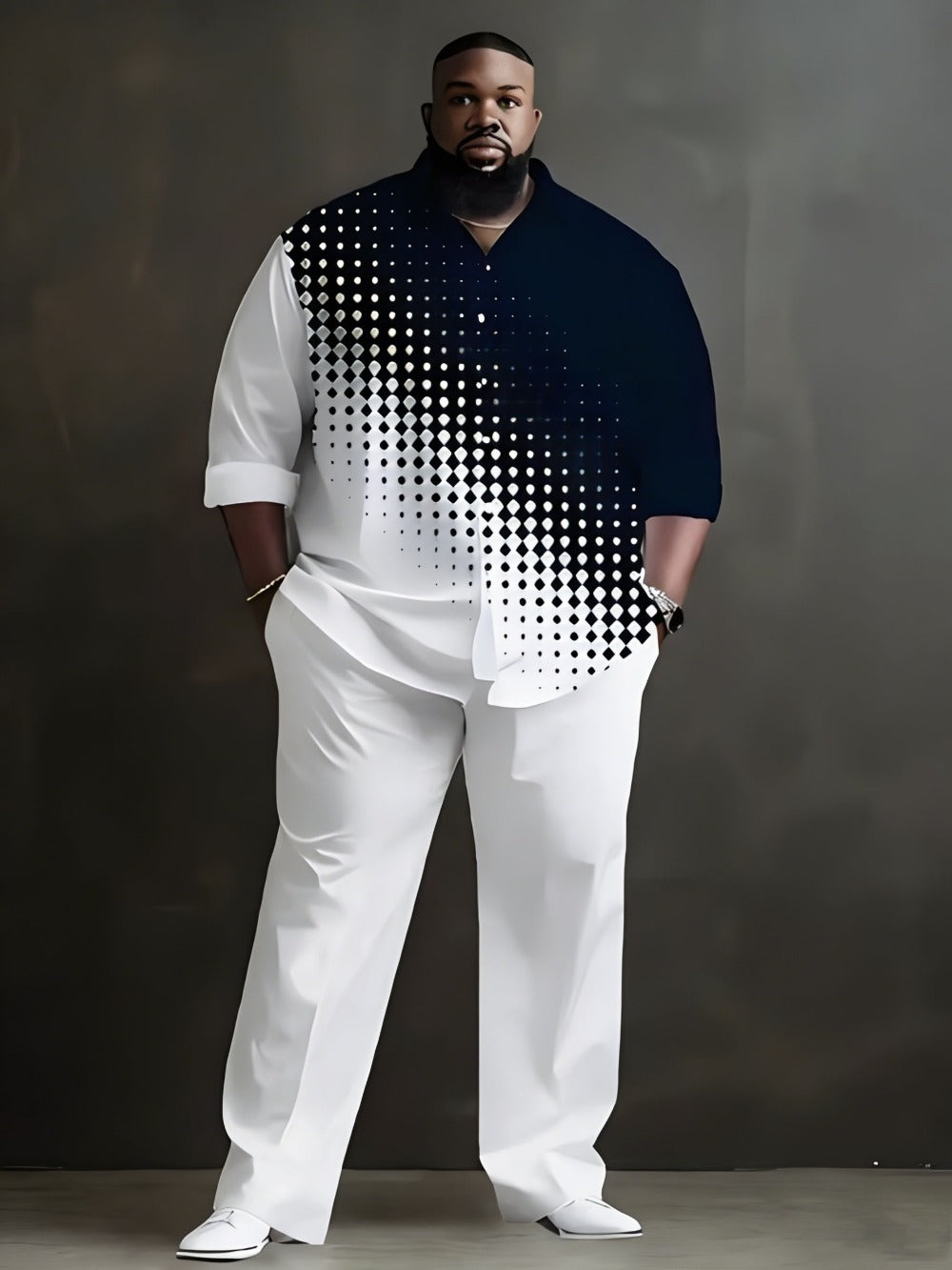 Men's Shirt and Pants Set - Letter Print Everyday Style
