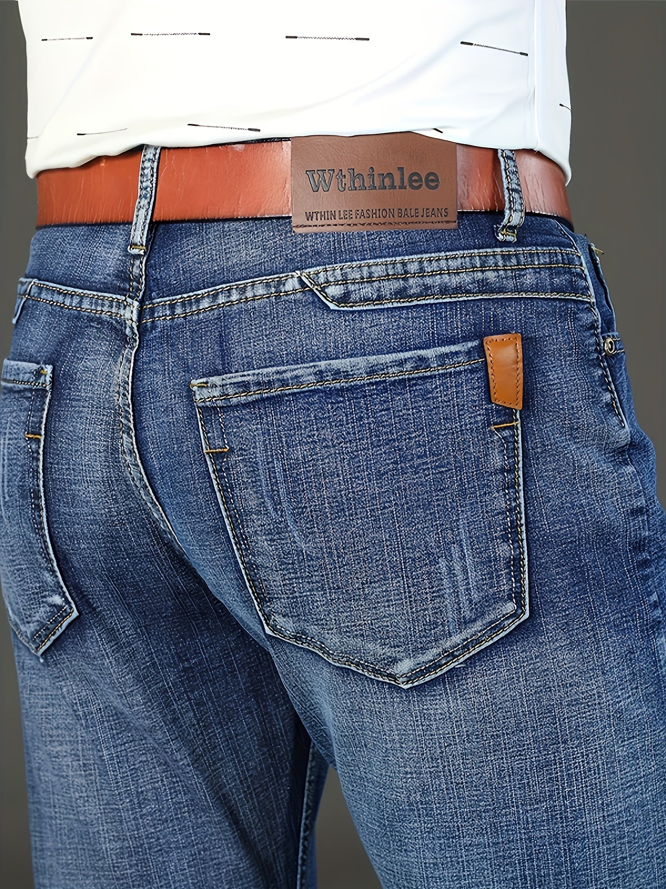 Men'S Classic Design Jeans, Semi-formal Stretch Jeans For Business