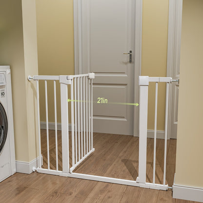 Adjustable Metal Gate - 27-43 Inch Width - Adjustable-width metal barrier in black or white