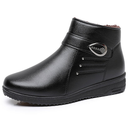 Middle-aged and Elderly Women'S Shoes Winter Soft Sole Non-slip Boots Thickened Fleece Short Boots Elderly Women'S Warm Shoes Grandma'S Shoes