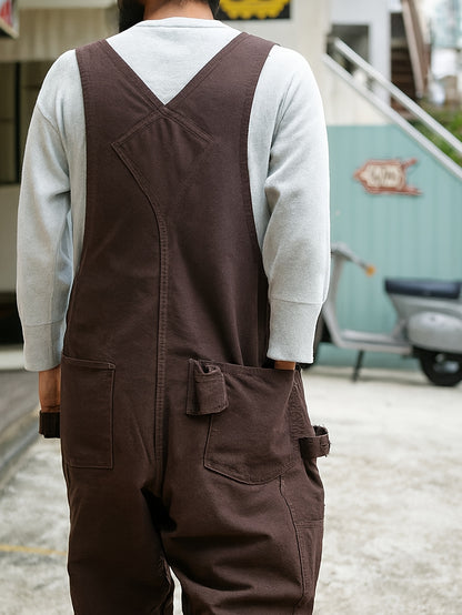 Men'S Brown Oxford Overalls - Multi-Pocket Workwear with Adjustable Straps And Waist, Durable for Farm/Ranch, Motorcycle And Outdoor - Perfect Birthday And Father'S Day Gift