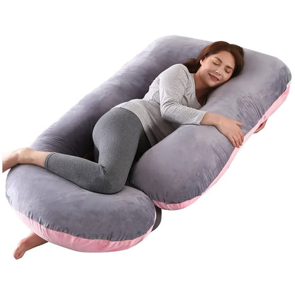 57-Inch J-Shaped Pregnancy Pillow - Breathable Washable Cover