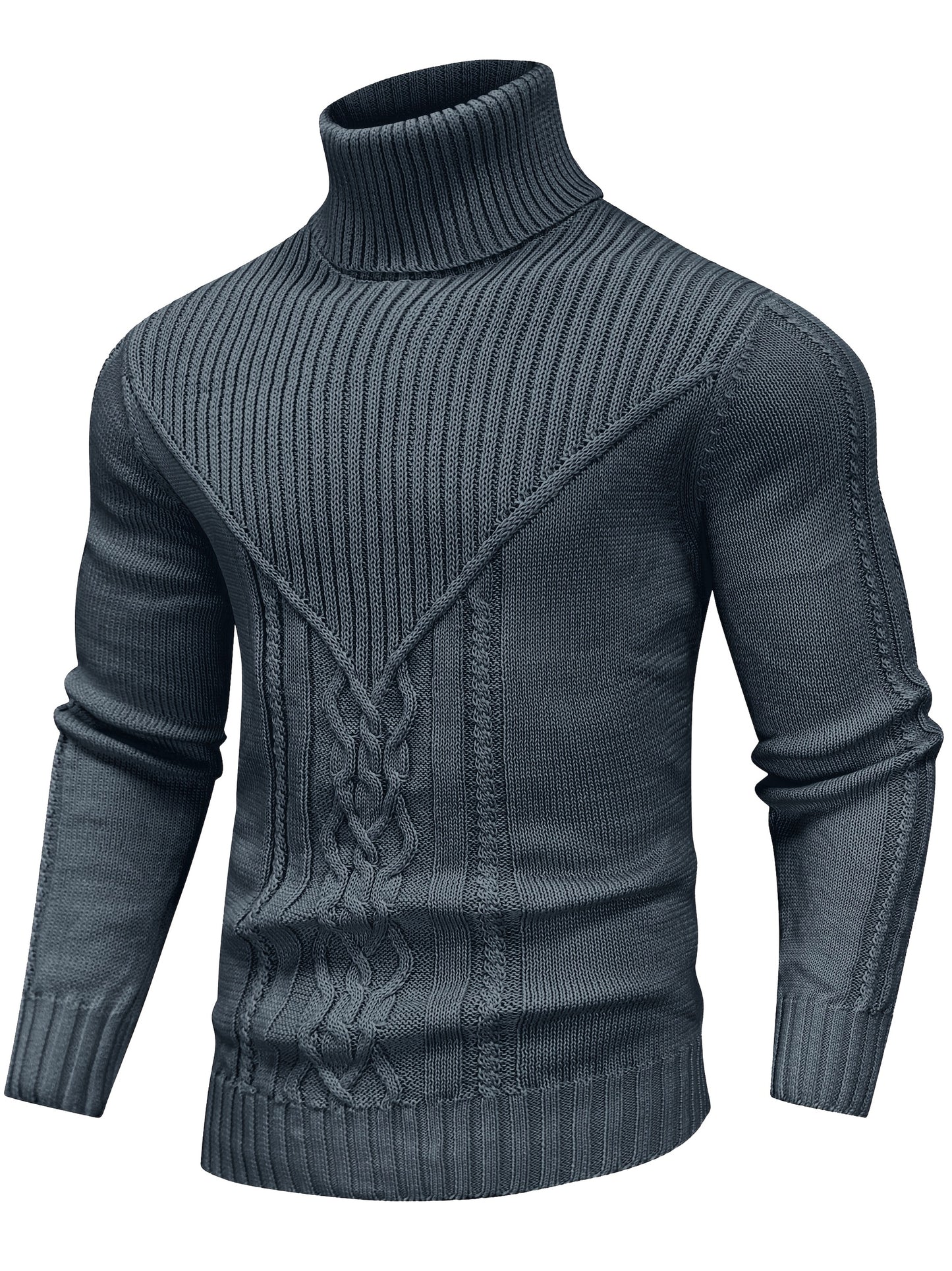 Men's Mature Casual Vintage Twisted Turtleneck Knit Pullover