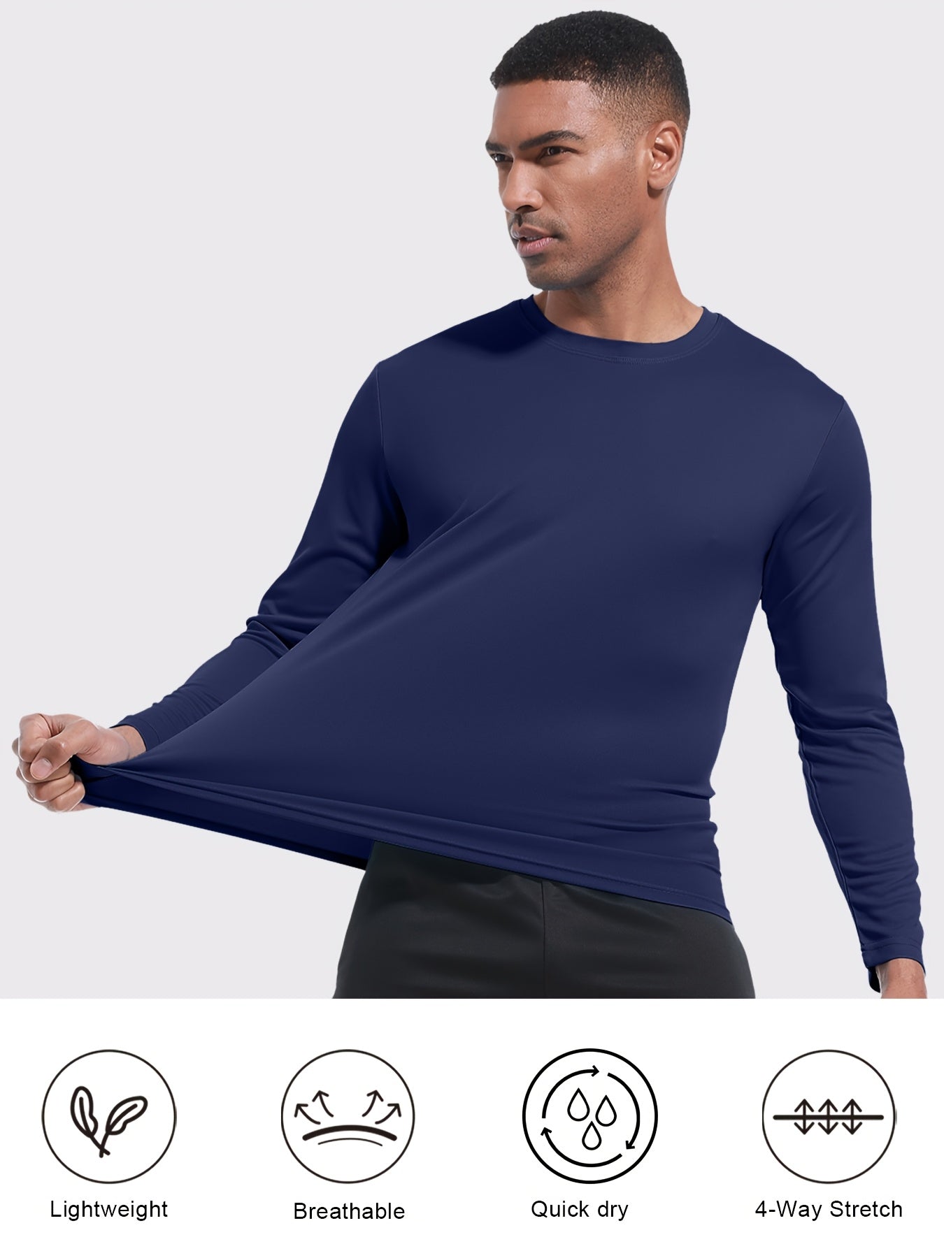 5-pack Men's Quick-drying Breathable Long-sleeve Sports T-shirts,, Suitable for Fitness, Commuting, Running, And Training