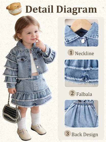 Baby Girls' Ruffle Denim Jacket & Skort Set - 2-Piece