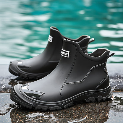 Lightweight, Non-Slip Rain Boots for Couples, Fashionable Short Ankle Footwear Featuring Cushioned Insoles, Breathable Lining, Versatile for Car Washing And Outdoor Activities, Equipped with Durable, Textured Soles That Resist Slipping