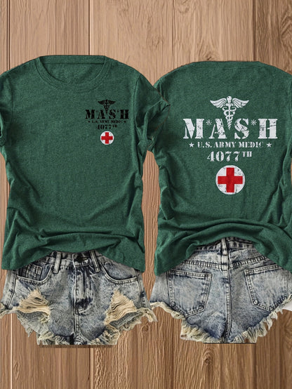 MASH U.S. Army Mobile Hospital Vintage Graphic Tee for Enthusiasts -  Style Double-Sided Print -blend T-shirt with Double-sided Print