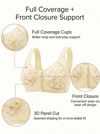 7pcs Seamless Front Button Bra Set - Soft Without Steel Rings, Small Women's Bra, Comfortable And Breathable, Suitable for Daily/yoga/travel/festivals