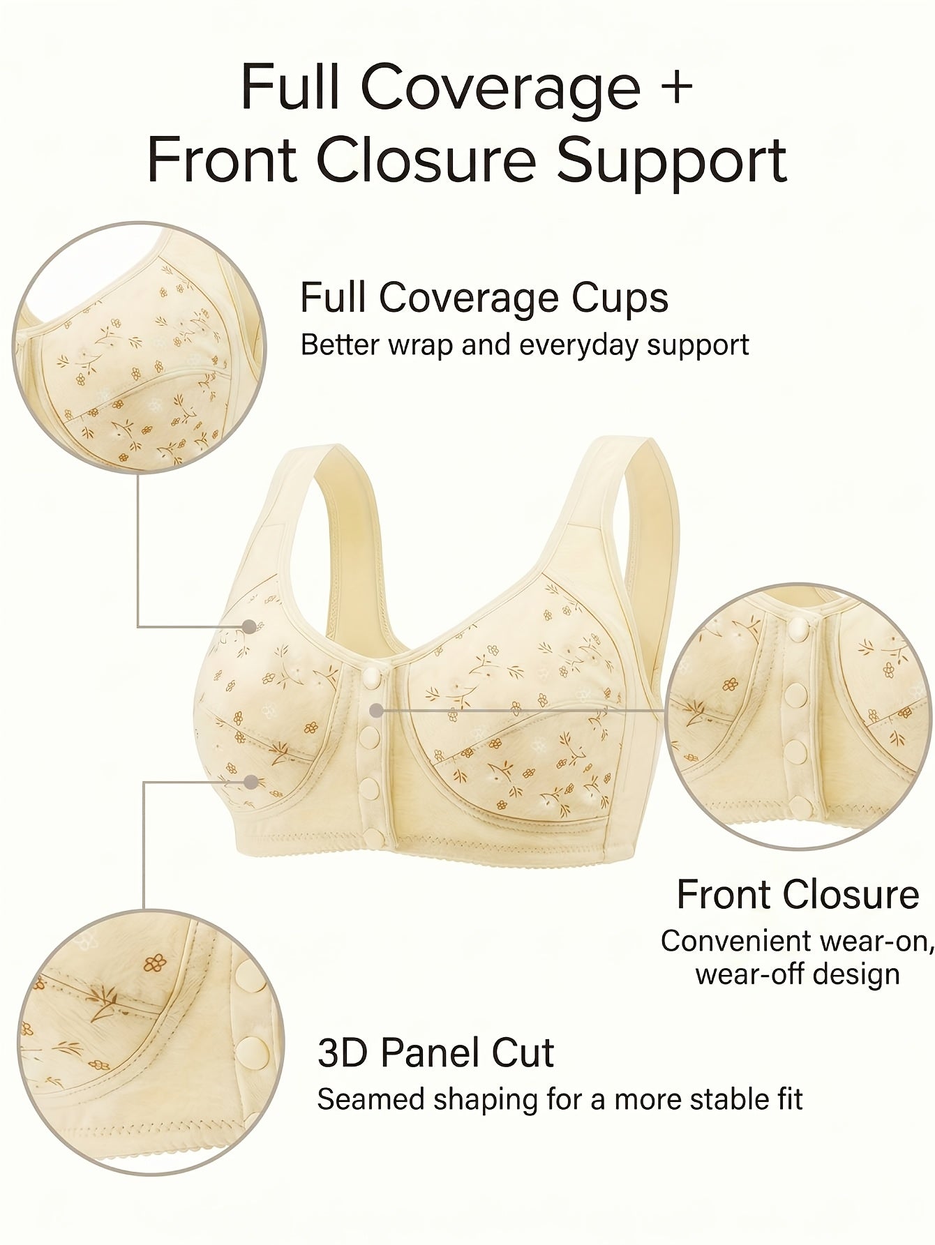 7pcs Seamless Front Button Bra Set - Soft Without Steel Rings, Small Women's Bra, Comfortable And Breathable, Suitable for Daily/yoga/travel/festivals