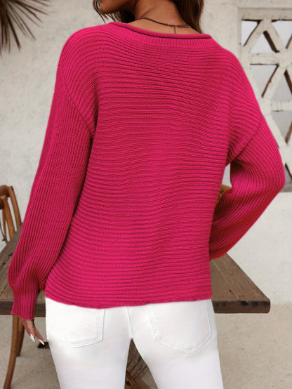 Women's Elegant One-Shoulder Sweater - Chic Drop Shoulder Off-the-Shoulders Pullover, Soft Long Sleeve Top for Fall/Winter, Party, Everyday & Formal Events - Women's Clothing, Winter Wardrobe, Slim Fit, Cozy Fabric, Stylish Blouse, Fashion Lovers
