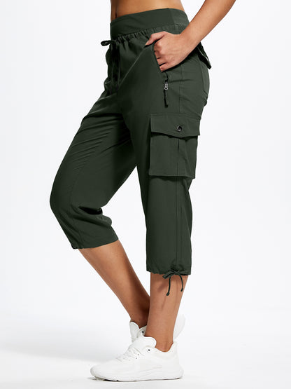 18" Women's Hiking Capris with Pockets Quick Dry Travel Lightweight Cargo Capri Pants Casual Capris for Women