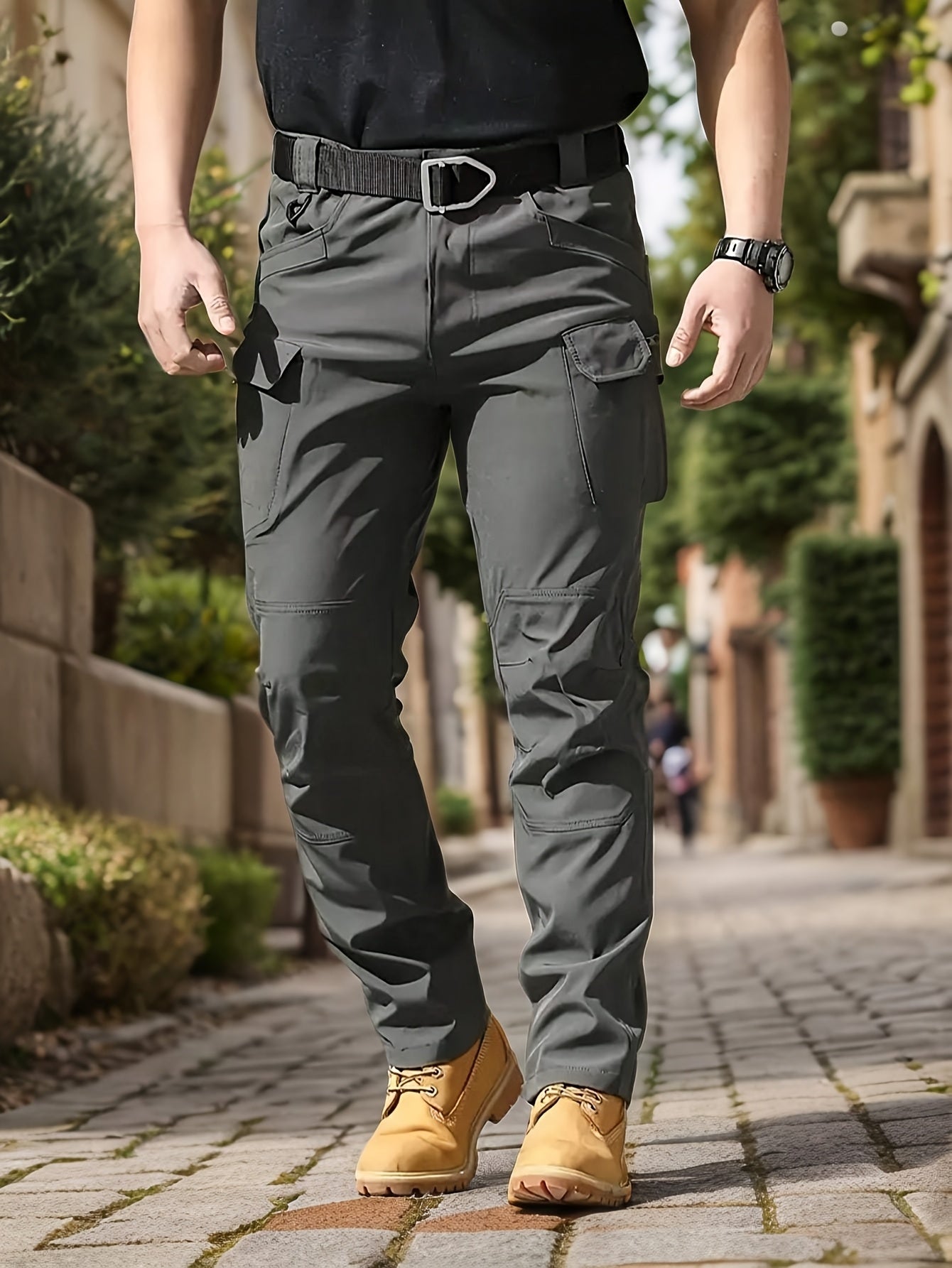 Men'S Lightweight Tactical Overalls - Durable, Breathable, Quick Dry Polyester with Multiple Pockets for Outdoor Adventures, Hiking And Work (Belt Included), All Season Pants | Relaxed Fit Pants | Wear-Resistant Outdoor Wear, Hiking Pants