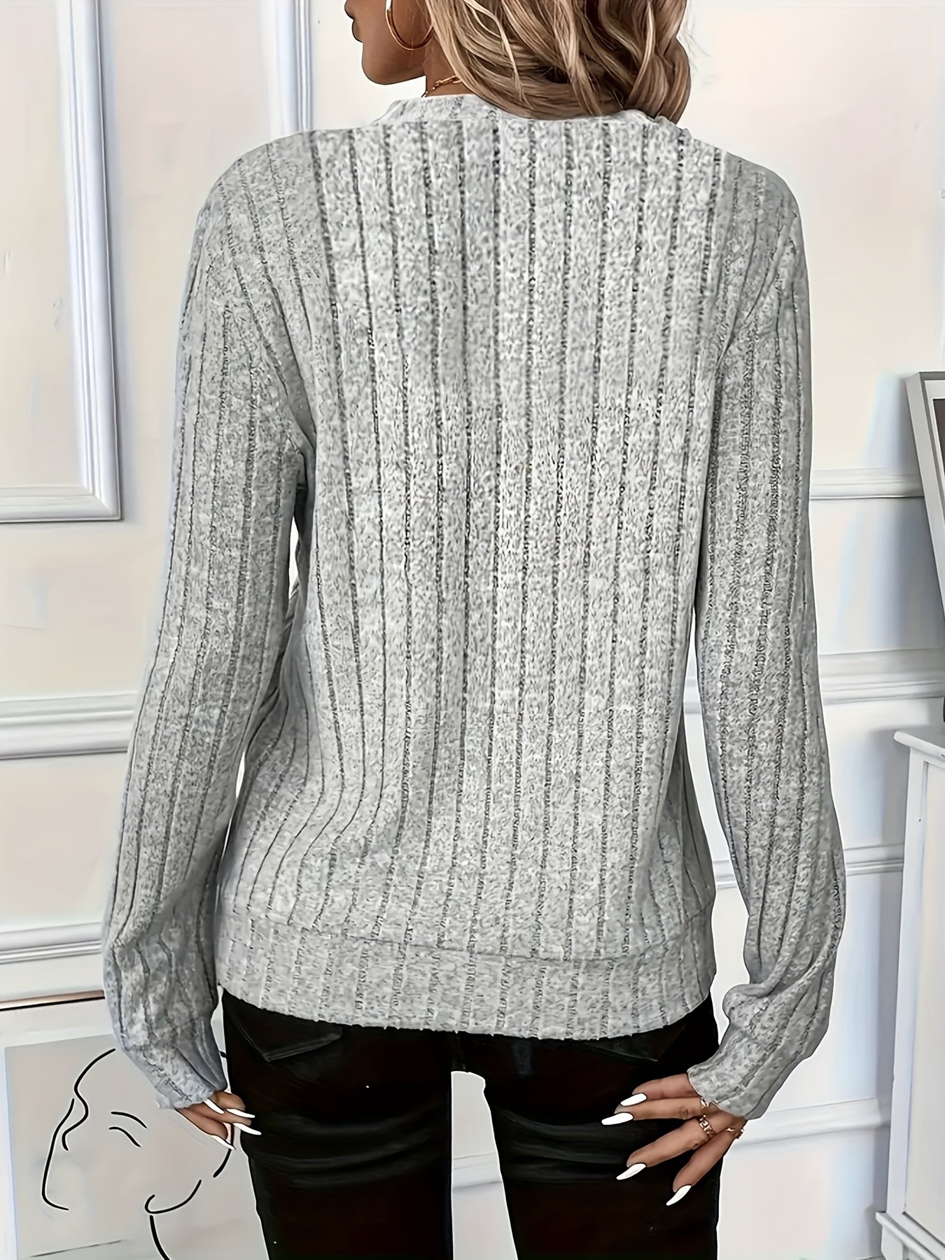 2025 Autumn/Winter New Women's Ribbed Solid Color Fabric Zipper Long-Sleeve Top for Women