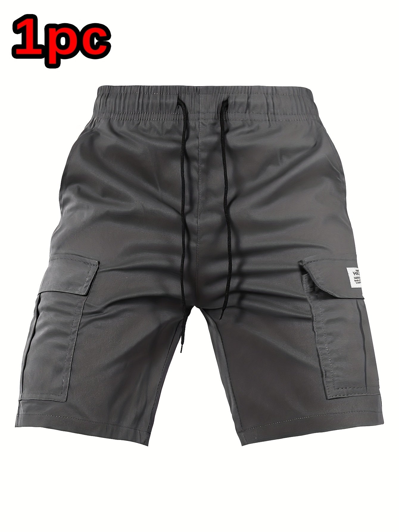 Men's Black Polyester Cargo Shorts - product view 3