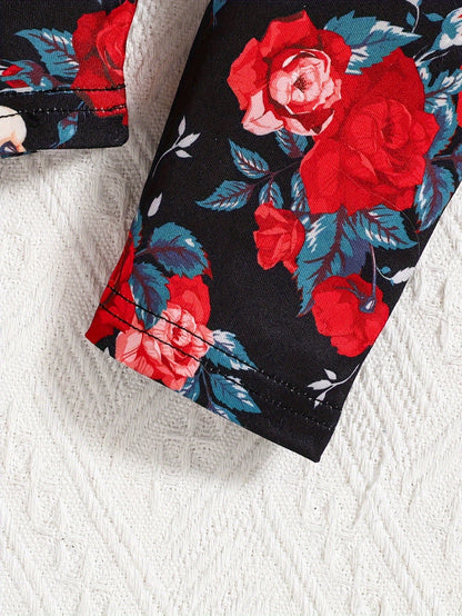 Popular Among Customers, This Delightful Floral Print Outfit for Girls Includes a Ruffled Long-Sleeve Top And Leggings with Bows. It'S Machine Washable And Ideal for Spring And Fall, Making It Great for Outdoor Activities.