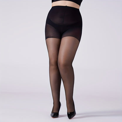 Plus Size 6-Pack 20D Core-Spun Black Nylon Pantyhose Twin Pack - Smooth Comfort Fit High Elasticity for Daily Wear