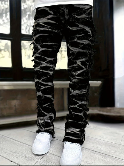 Men's Straight Leg Jeans - Black Denim Clean Finish Modern 636645