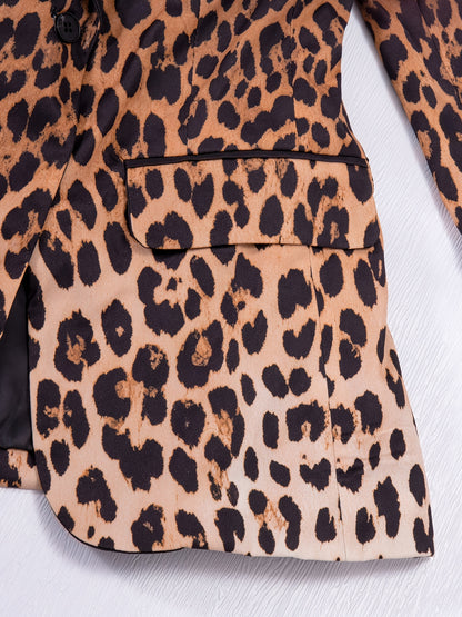 Women's Stylish Leopard-patterned Gradient Blazer for Autumn And Winter. Elegant Office Blazer for Work Or Commuting. Outfit for Dates. Women's Suit. Winter Women's Clothing. Women's Autumn Clothing.