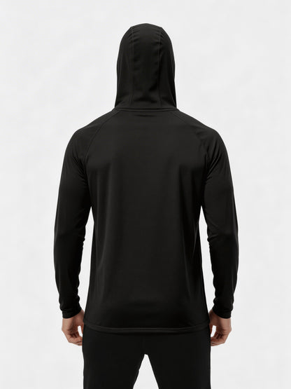 3pcs Men's Premium Hooded Shirts with Mask, UPF 50+ Sunblock & Advanced Breathability, Built-in Face Cover Neck Gaiter Tops for Fishing, Sail, Boat, Hike, Cycle, Run, Camp, Beach, Travel, Safari, Outdoor