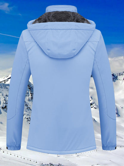 [Winter Jacket for Women]Women'S Ski Snowboard Jacket Thermal Fleece Insulated Snow Jacket Casual Work Jacket Coat Windbreaker Parka 4 Pockets Camping Snow Jacket Warm Winter Hiking Fleece Lined Jacket