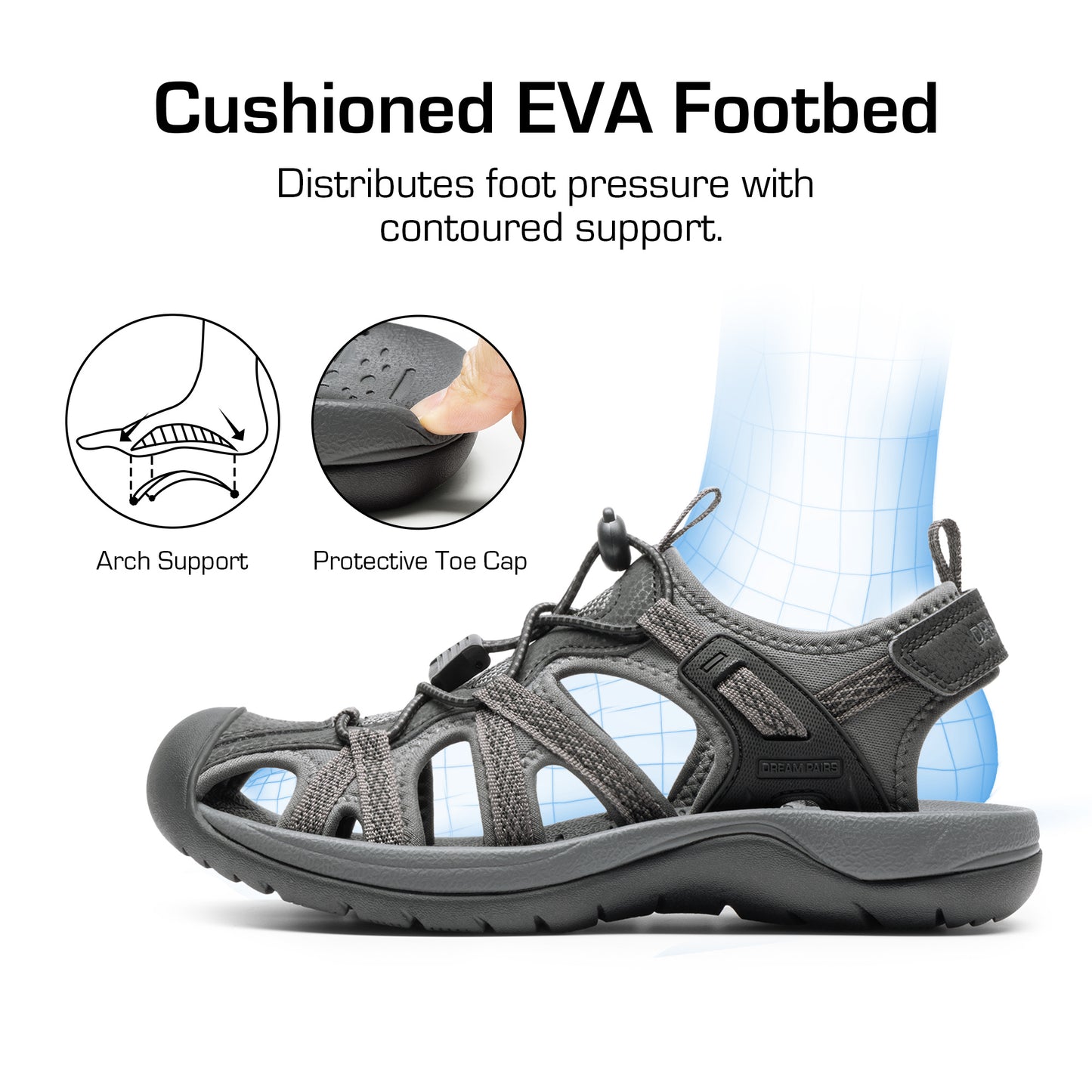 Women's Hiking Sandals Adventurous Summer Sports Shoes Outdoor Quick-Dry Comfortable Protective Toe Cap Supportive & Slip-Resistant Adjustable Fit Sandals Women Ladies
