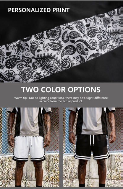 Men's Plus Size Summer Shorts | Striped And Side Coconut Pattern Embroidery, Fashionable And Versatile for Street, Sports, Casual Wear, PLUS SIZE