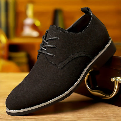 PLUS SIZE Men'S Solid Derby Shoes - PU Uppers, Wear-Resistant, Non-Slip, Lace-Up Semi-Formal Shoes for Outdoor Casual