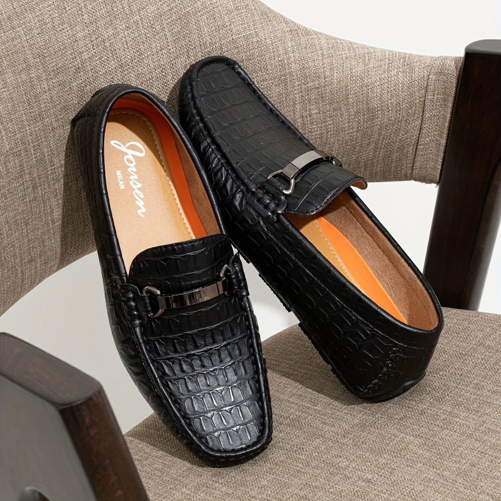Men's Loafers Crocodile Printed Casual Mens Slip On Shoes
