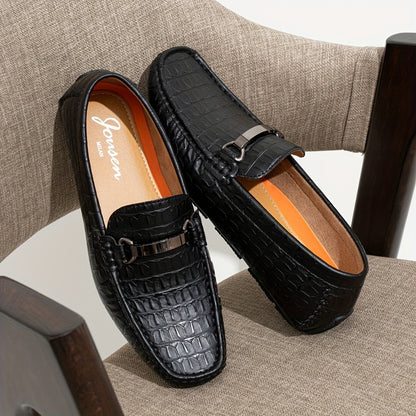 Men's Loafers Crocodile Printed Casual Mens Slip On Shoes
