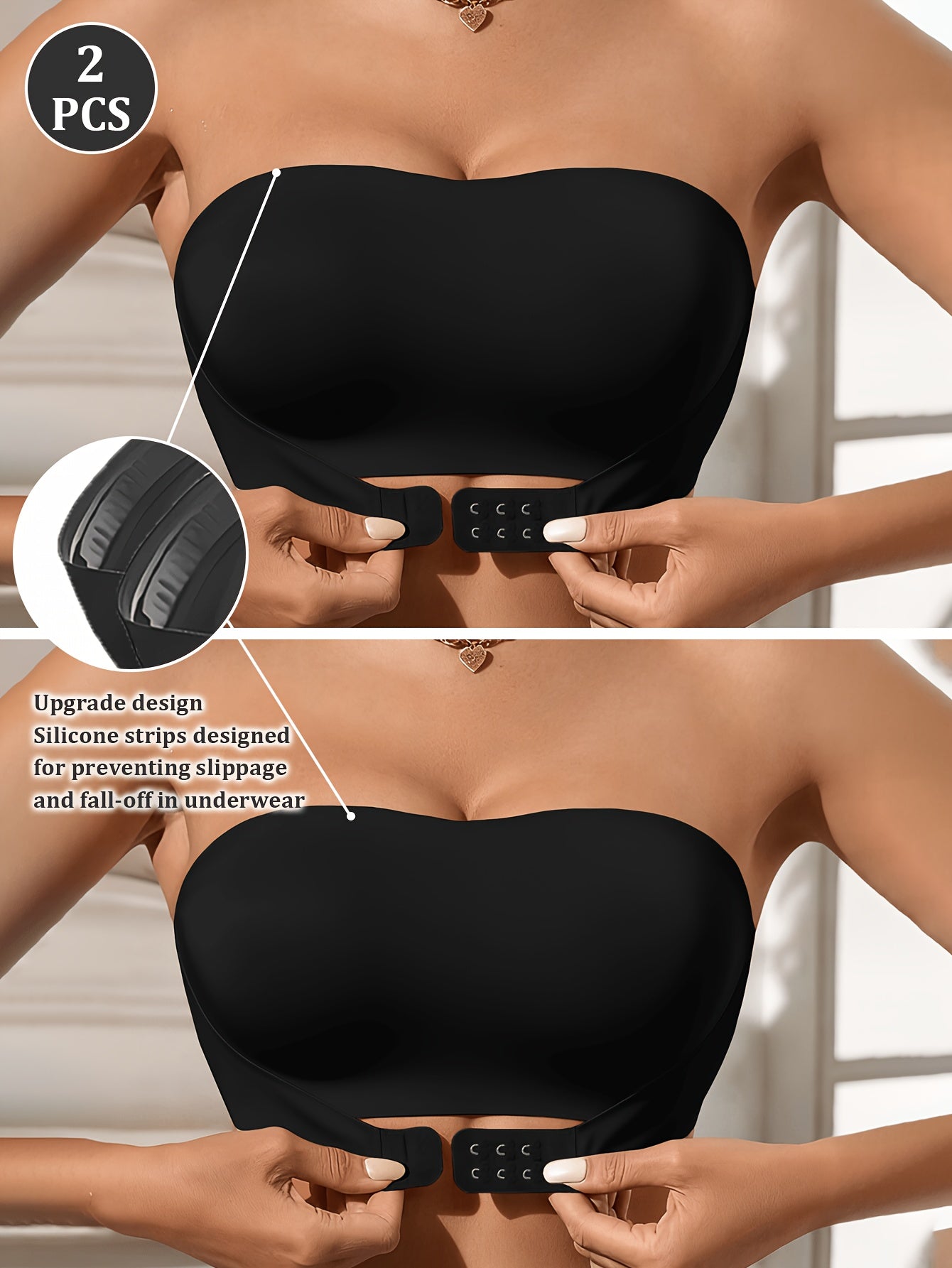 Two-Piece Women'S Mixed Color Strapless Bra with Front Closure, Perfect for Off-Shoulder Dresses And Wedding Gowns, Comfortable Lingerie Strapless Bandeau Bra, Front Closure Wire-Free Bra, Summer Seamless Breathable Bralette