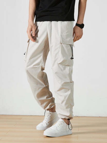 Men'S Straight-Leg Cargo Pants with Multiple Pockets, Suitable for Outdoor Street Fashion