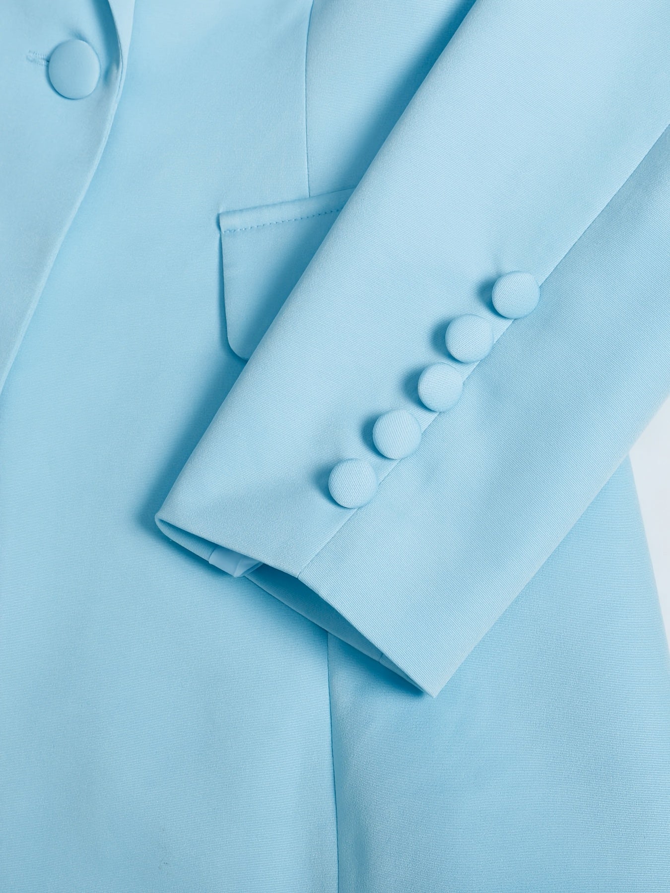 Women'S 2pcs Light Blue Suit Set, Tailored Lapel Blazer & Wide Leg Pants, Formal Business Outfit For Work Party Wedding