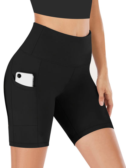 1pc High-Waisted Yoga Shorts for Women, Fashionable Casual Shorts, Sweat-Absorbing High-Elasticity Cycling Shorts, Training Running Sports Shorts
