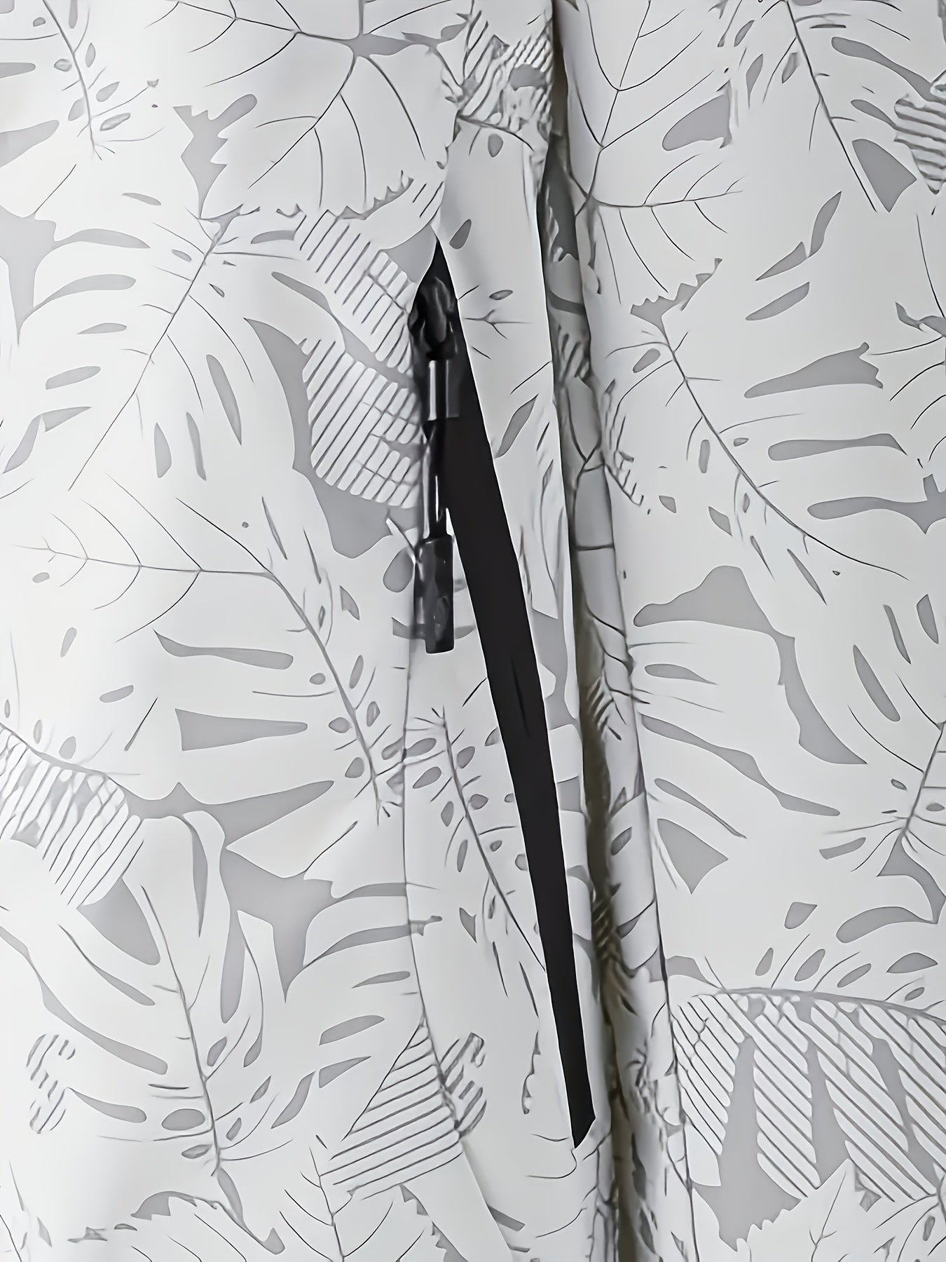 Women's Lightweight Windproof Hooded Jacket - Casual Zip-Up Outdoor Raincoat with Tropical Leaf Print, Removable Hood & Adjustable Cuffs for Spring Summer Fall,, Travel, Camping, Camping Gear, Apparel, Durable Zipper Closure