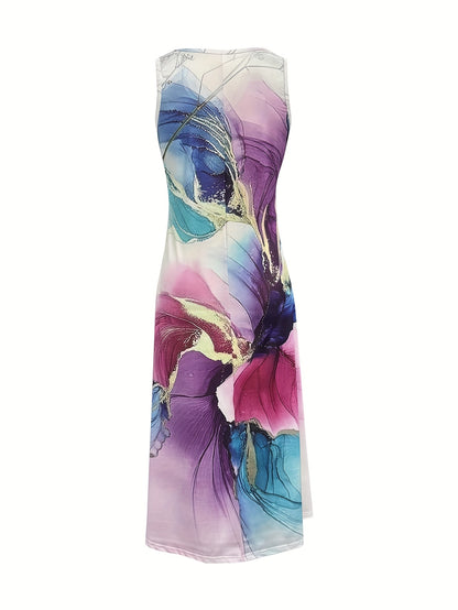 Summer Beach Vacation Marble Patterned Fashionable Vest Dress