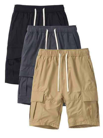 Men's Black + Gray + Brick Red Polyester Cargo Shorts - product view 11