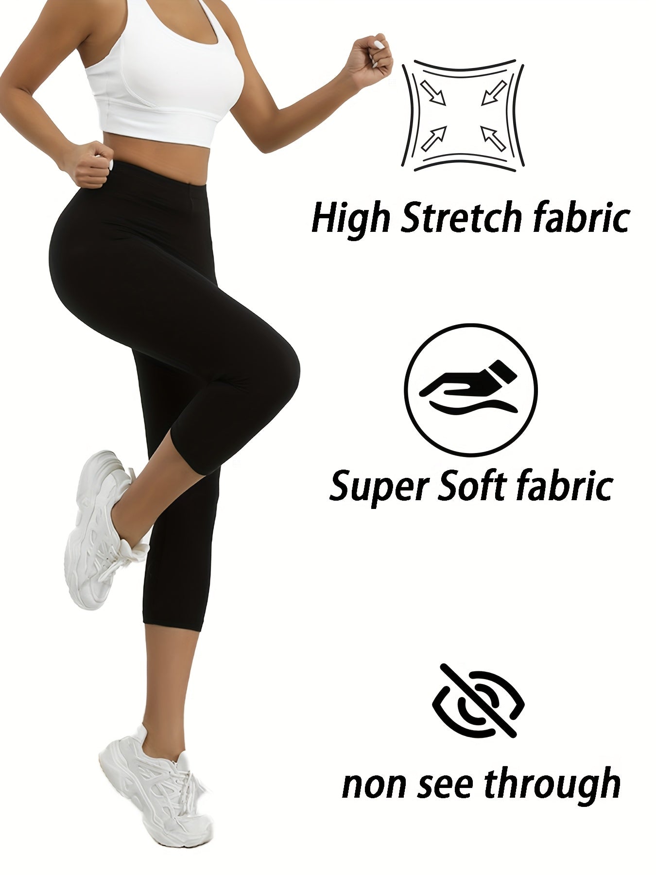 5 Pack Super Soft Capri Pants for Women, No See Through Workout Running Yoga Athletic Leggings Cycling