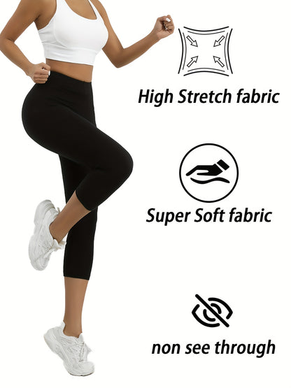 5 Pack Super Soft Capri Pants for Women, No See Through Workout Running Yoga Athletic Leggings Cycling