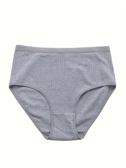 8pcs Solid Simple High Rise Briefs, Comfy Breathable Stretchy Intimates Panties, Women'S Lingerie & Underwear