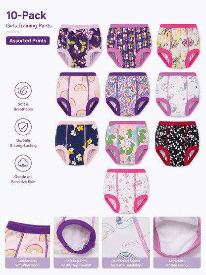 Potty Training Underwear - 10pcs, 100% Absorbent Pee Pants for Girls