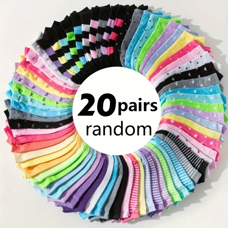 20 Pairs Random Candy Colored Socks Casual Breathable Low Cut Socks Soft And - product view 3