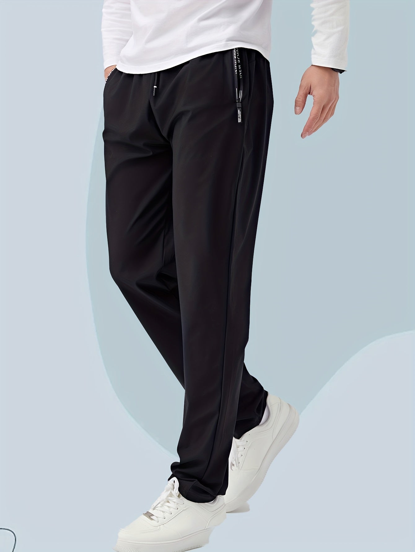 Cool And Casual Summer Pants, Breathable And Lightweight Men'S Flat-Bottom Long Pants, Fashionable Elastic Waist with Drawstring, Suitable for Outdoor And Home Use