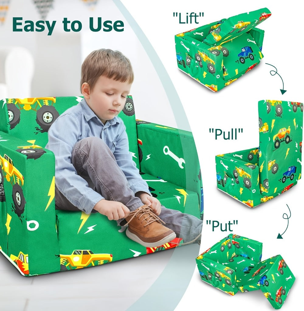 Kids Sofa Bed - Convertible Flip-Out Toddler Lounger
