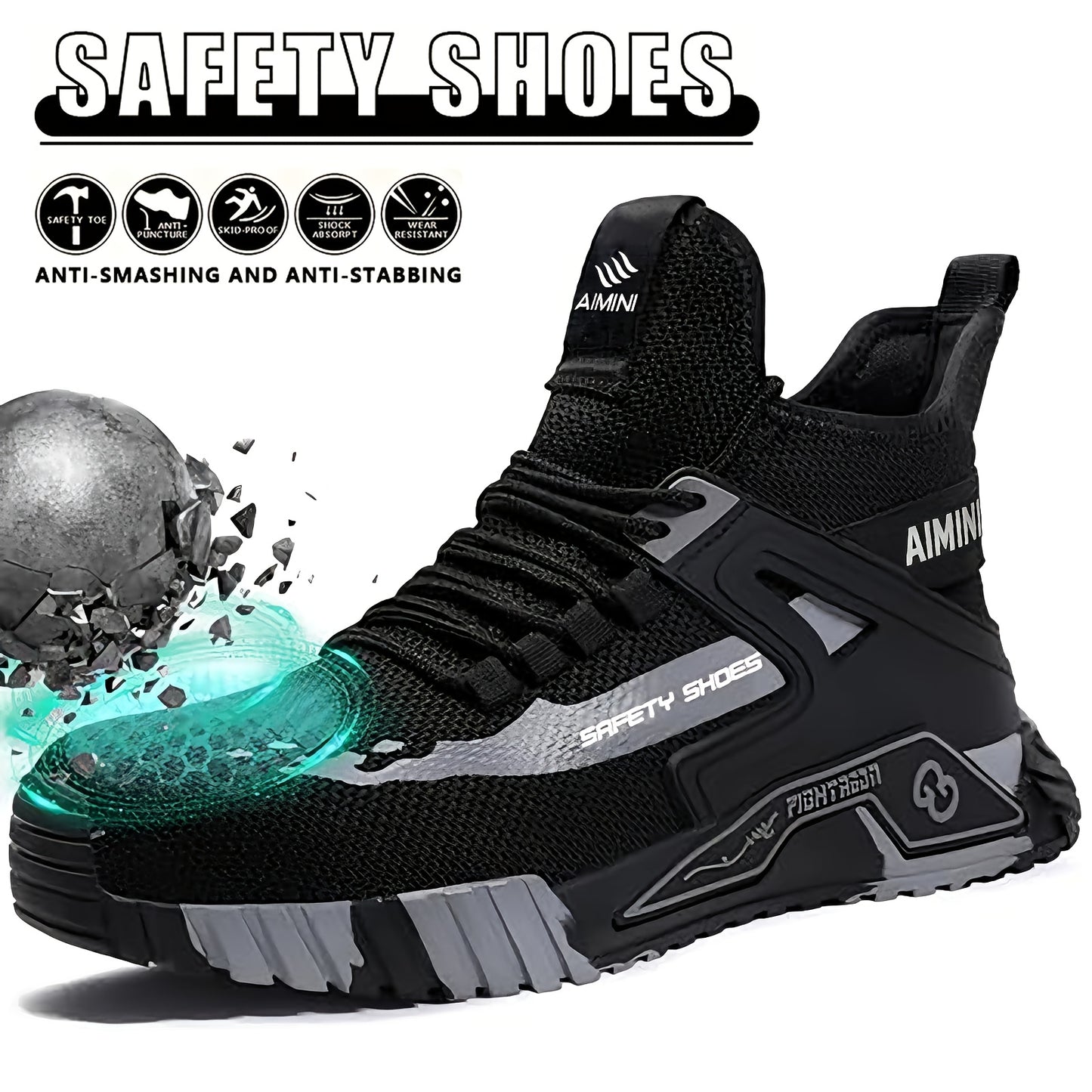 Steel Toe Shoes for Men Industrial Construction Shoes Mid Cut Industrial Boot Work Sneakers Comfortable Lightweight Shoes for Work