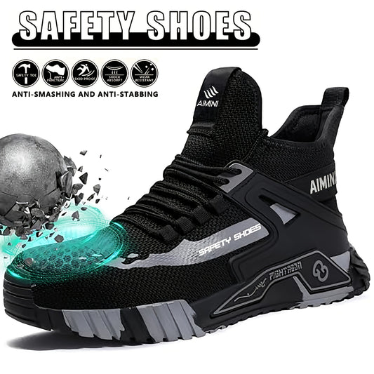 Steel Toe Shoes for Men Industrial Construction Shoes Mid Cut Industrial Boot Work Sneakers Comfortable Lightweight Shoes for Work