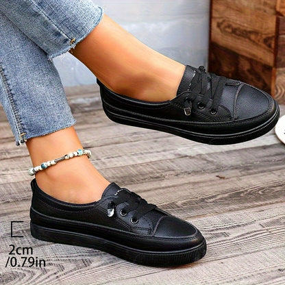 [Non-Slip White Sneakers] Women's Non-Slip White Fashion Sneakers - Wide Toe Lace-Up PU Skate Shoes, Lightweight and Wear-Resistant Outsole Wide-Fit Comfortable Casual Shoes, Shock-Absorbing Soles, Suitable for Daily Commute, Campus, Travel, Outdoor Activ