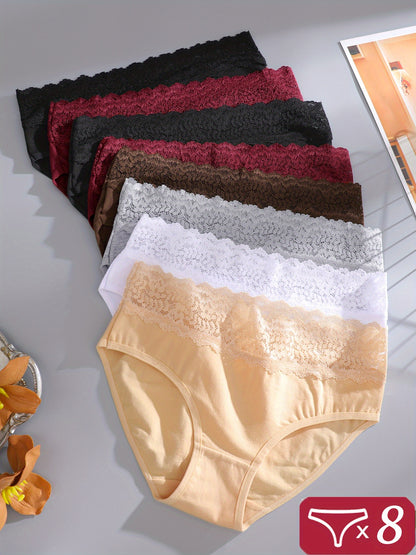 8pcs Lace Panty for Women Sexy Lace Belt Underwear Soft Briefs